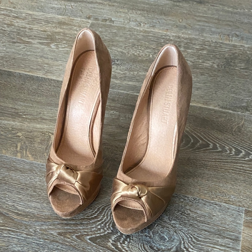 Colin Stuart Tan Peep-Toe Heels